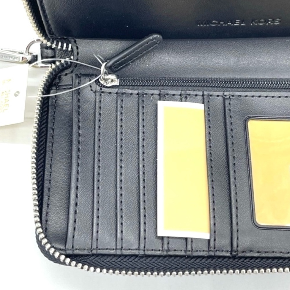 Michael Kors Large Flat Mf Phone Case Wallet Leather Black - Picture 7 of 9